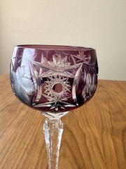 Nachtmann Traub Wine Glass AMETHYST PURPLE CUT TO CLEAR CRYSTAL Germany