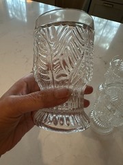 Vtg/Dansk Bohemian Cocktail/Juice Glasses, Embossed Leaf/Art Glass/MCM/Set Of 6