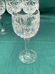 SET(4) VTG Kobe Crystal Diamond Cut 7 oz Wine Goblets W.Germany 6.75″H