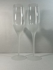Crystal Clear Long Stem Frosted Flower Champagne Flute Drinking Glass Barware