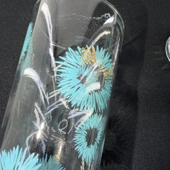 MCM Atomic Highball Glasses Set of 2 Turquoise Blue and Gold Vintage