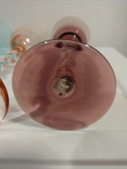 Cordial Drinking Glasses Set Of 3 Long stem Hand Blown Twisted Stem Multicolored