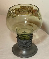Large Friedr. Van Hauten Enameled hand blown glass pewter Drinking Vessel Roemer