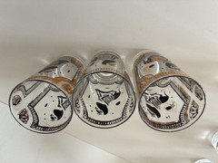 6 Vintage Fred Press 22K Gold Leaf and Black Horse Trojan Highball Glasses