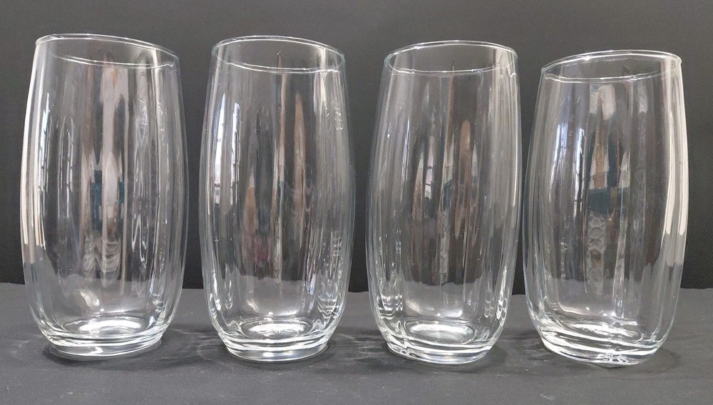 Set 4 Libbey Crisa Samba Glasses Clear Panel Optic Ribbed Tumblers
