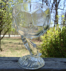 Clairey France Clear Glass Soccer Foot Ball and Cleat Shoe Trophy Goblet