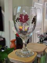 VINTAGE Libbey Stemmed Autumn Leaves Goblet Glasses – SET LOT of 3 – 7″ Height