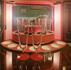 MCM Champagne Flutes with Striped Pattern, Two-Piece Set