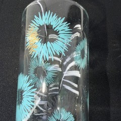 MCM Atomic Highball Glasses Set of 2 Turquoise Blue and Gold Vintage