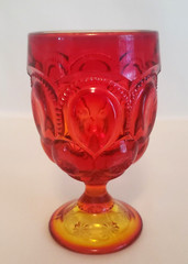 LE Smith AMBERINA Moon & Stars 9 oz Wine Water Goblet Holiday VTG – Set of 2