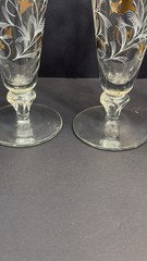 Vintage Gold Gilt Etched Champagne Flutes Set 6 Elegant Floral Glasses