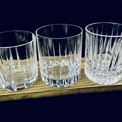 Vtg Crystal Double Old Fashioned Glasses Mismatched Heavy Set Of 4 Mixed