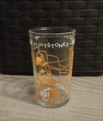 Vintage Flintstones Glass “Fred and His Pals At Work” 1962 Hanna Barbera Barney
