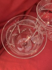 Vintage Set 5 Art Deco Etched Water Goblets MCB34 By McBride Retired Rare Find