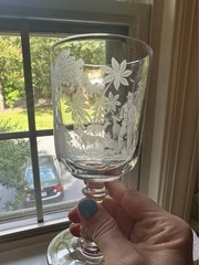 Gillinder & Sons No. 14 EAPG Deer & Dog Hunting Scene Goblets Set of 10 Antique