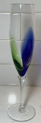 Pier 1 Imports/Turda Romania Splash Handblown Green/Blue Fluted Champagne Glass