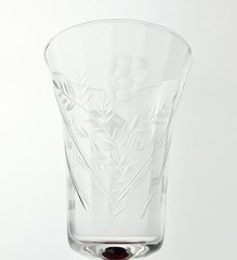 1950s Vintage 2 Ruby Red Footed Etched Flower Rose Iced Tea Tumbler Glasses 5.5”