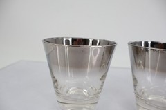 Vitreon Queens Lusterware Silver Fade Ombre Rocks Glasses Set of 3 Vintage MCM