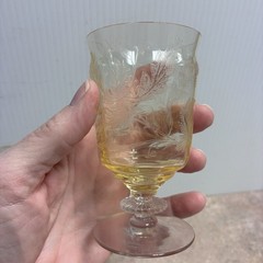Set Of 4 Tiffin Franciscan Cadena Footed Lt. Yellow Glass 4” Tall Juice Glasses
