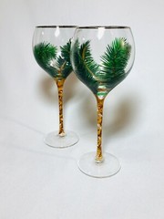 Lenox Hand Painted Palm Tree Wine Glasses (set of 2)