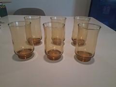 Set of 6 Vintage Anchor Hocking Esprit Honey Gold Amber Juice Glasses 6oz