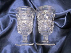 Set of 2 Vintage Fostoria American Clear Low Water Goblets 5 1/2″ Stem 2056