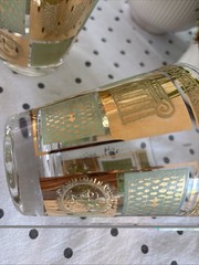 22K GILDED GEORGE BRIARD MID CENTURY Gold 6 GLASSES ROCKS Town & Country