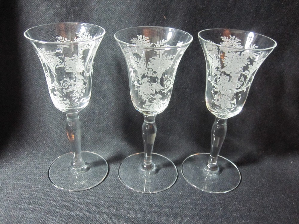 Morgantown Mayfair Etch Cordials #7711 Stems Excellent Set of 3