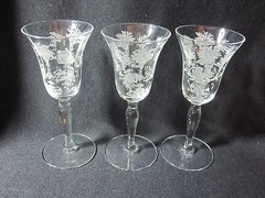 Morgantown Mayfair Etch Cordials #7711 Stems Excellent Set of 3