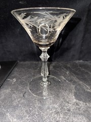 Vintage Elegant Cut Glass Floral Panel Champagne Glass Set Of 11, Unknown Maker