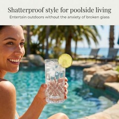 Tall Highball Glasses, Shatterproof and Reusable Acrylic – 12 Ounces Clear
