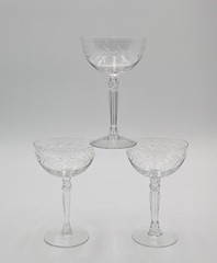 Vintage Holly Clear by Fostoria Crystal Champagne/Tall Sherbet Glasses Set of 3