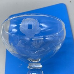 7 Boopie Clear Floral Etched Champagne Glass Berwick Bubble Foot Anchor Hocking