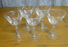 5 Vintage Cut Glass Star of David Champagne Sherbert Glasses 5.5″