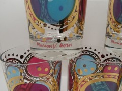 8 Vintage Marion V. Dorn Art Deco Barware Glasses Tumblers