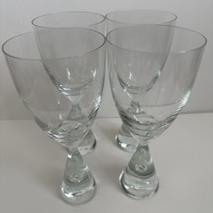 4 Holmegaard Princess Goblet Wine Clear Crystal Glass Bubble Stem 8”