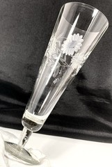 2 Vtg Gray Cut Floral Footed Laurel Leaf Beer Pilsner Champagne Glass 9″ Tall EX