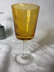Pair of Pols Potten Library Wine Glasses Amber Yellow & Smoke Gray Etched