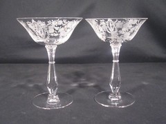Tiffin Franciscan Cherokee Rose Stem 17399 Champagne Tall Sherbet Glass Set of 2