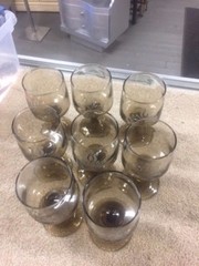 Pfaltzgraff Village Smoke Brown 5″ Wine Glass Footed Pedestal Stem Set of 8