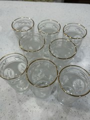 Vintage Hazel Atlas Hazelware White Wheat Cameo Glassware Set of 8