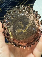 Vintage Amethyst Hobnail Glass Tumblers/RETRO BARWARE! Glows Green (Manganese)