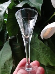 Unknown Maker UNK17431 Wheel Cut Fuchsia Fern Trumpet Cordial Stem(s) Excel Cond