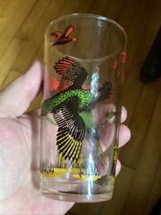 2 Mcm Vintage Hazel Atlas Tumbler Highball Glass Pheasant Bird Hunting Dog 5.25″
