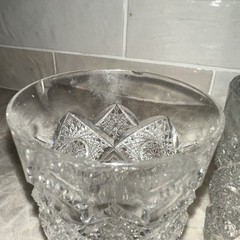 Antique ABP Cut Glass Tumblers 3 Hobstar Diamond Prima Donna Pattern chipped