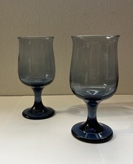 Libbey Dusty Blue Tulip Glasses, set of 2, 6.5”h