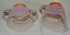 Fostoria USA Seascape Large Cream & Sugar Set Coral Sand Mid Century Opalescent