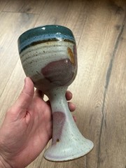 Earthy Studio Pottery Goblets Set 2 Artisan Ceramic Chalices Wedding Wine Cups