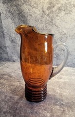 Vintage Ringed Shaeffer Amber by Imperial Glass Cocktail Pitcher