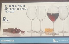 Anchor Hocking Stemmed Sondria Wine Glasses – 21 Oz., Set of 7 Not 8 Clear